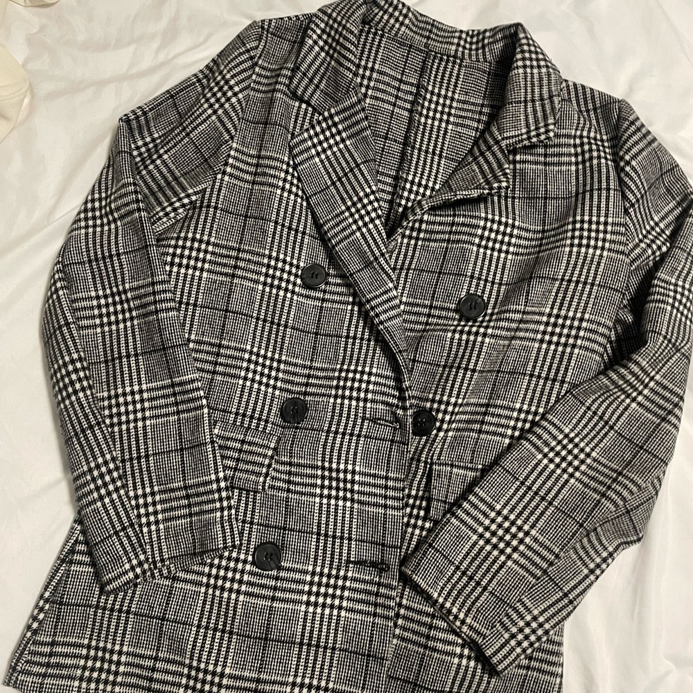 Black and White Plaid Blazer